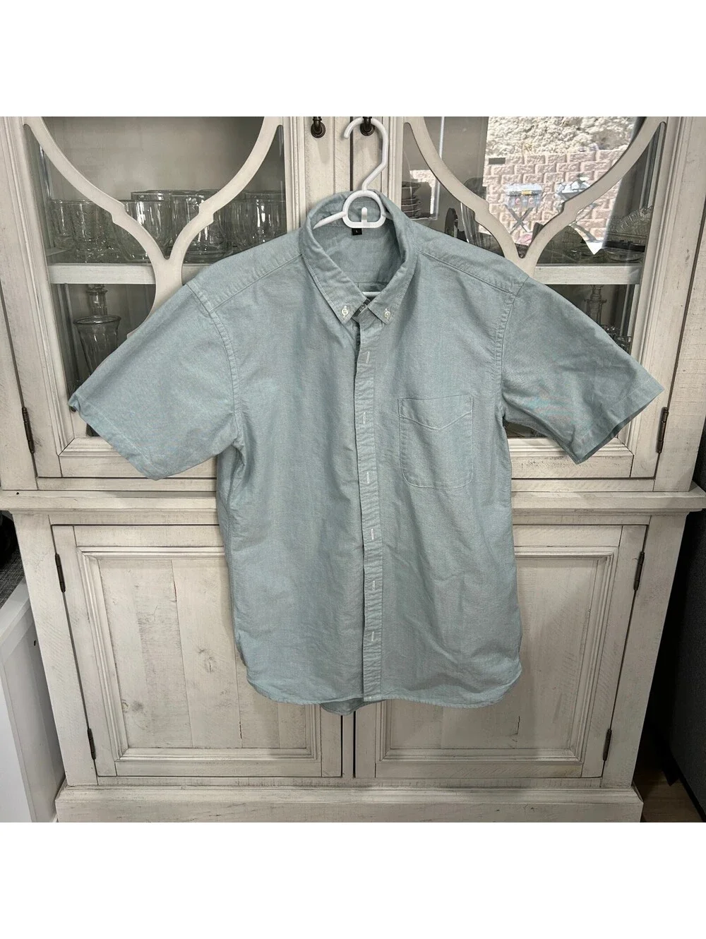 MUJI Men’s Large Light Blue Oxford Short Sleeve Button Down Shirt 100% Cotton L